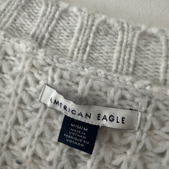 American Eagle Whoa So Cozy Waffle V Neck Chunky Oversized Sweater - Picture 6 of 6